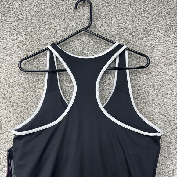 Reebok Retro Acvite Tennis Dress Black Women XL Attached Short Bra With Pads New - Picture 14 of 16